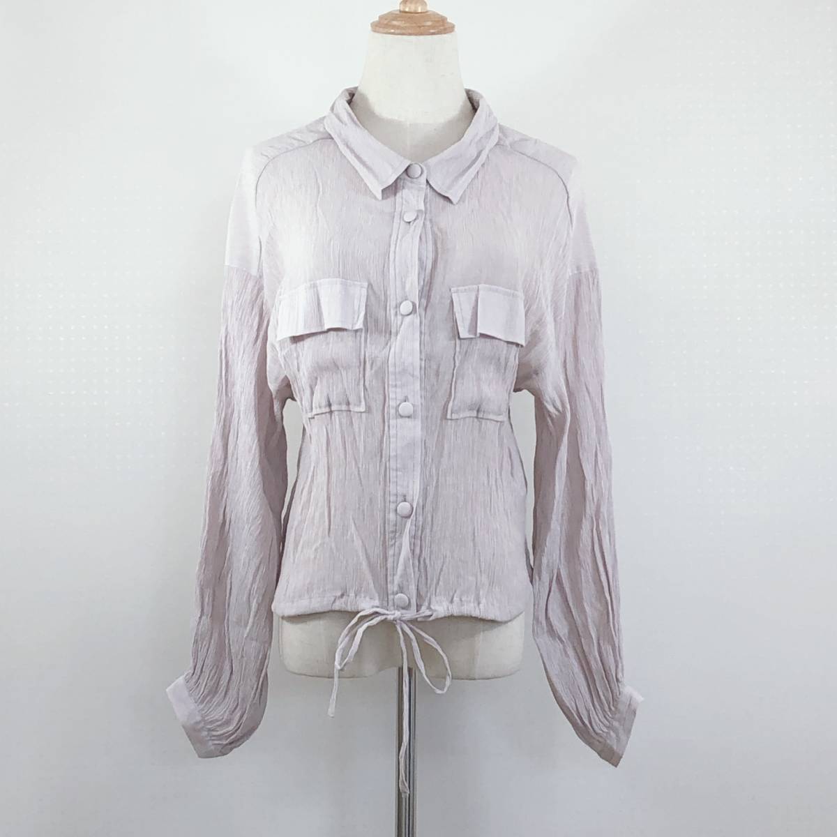 YZ0081Heather レディース トップス ブラウス 長袖 薄手 ウエスト紐付き Fサイズ クリーム色 シンプル カジュアル 春夏秋拍卖