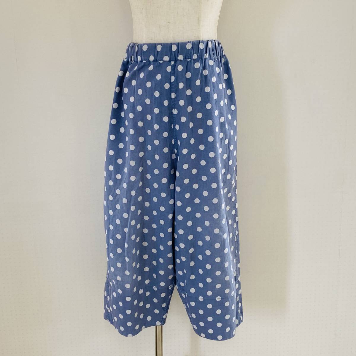 YAS0012 niko and… カジュアルパンツ ドット柄 オーバーサイズ 夏 ハーフパンツ 水色 綿・麻 水玉 サイド・後ろポケット ウエストゴム拍卖