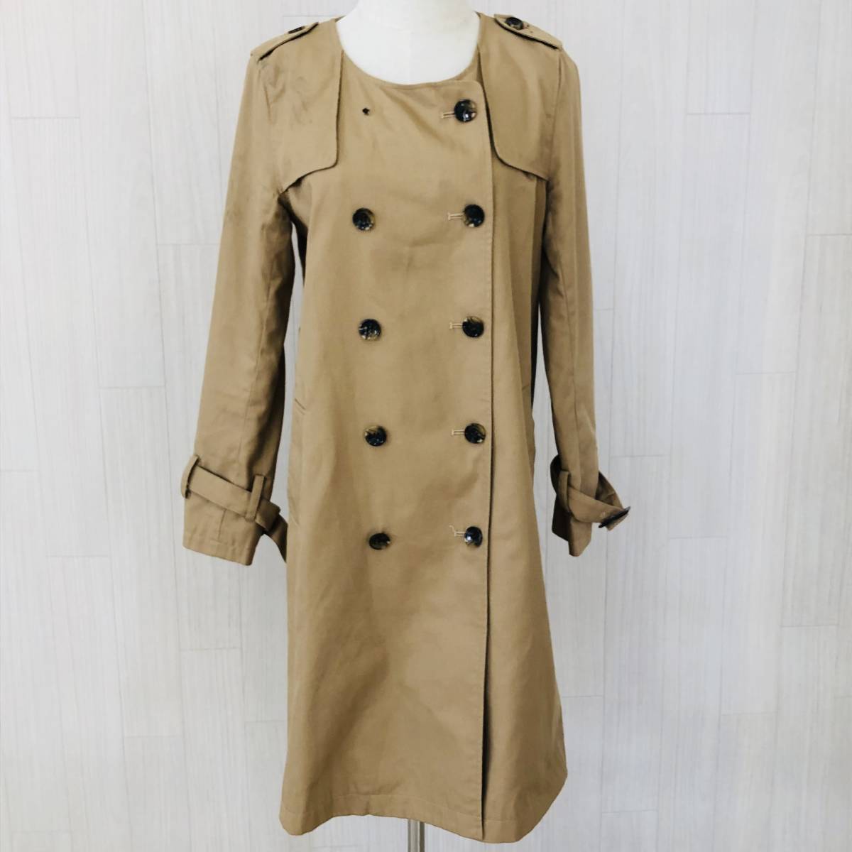 YAS0145 apart by lowrys アパートバイローリーズ レディース アウター ダブルブレストコート ノーカラー 4つ穴ボタン 裏地 XL ブラウン 茶拍卖