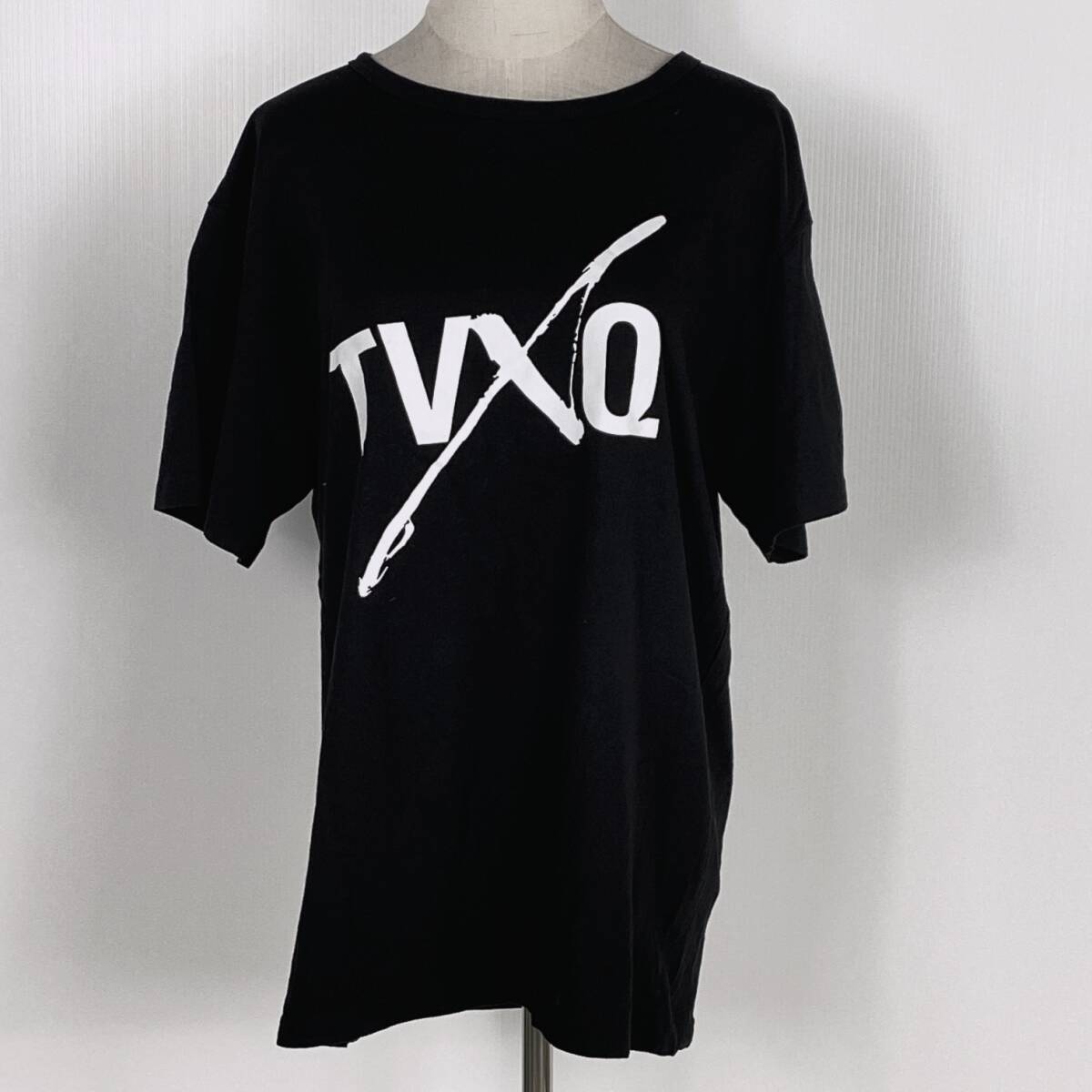 YZ1272 美品 東方神起 TVXQ! レディース 東方神起Tシャツ 黒 2XLサイズ ビッグサイズ シンプル 綿100% カジュアル グッズ USED 古着拍卖