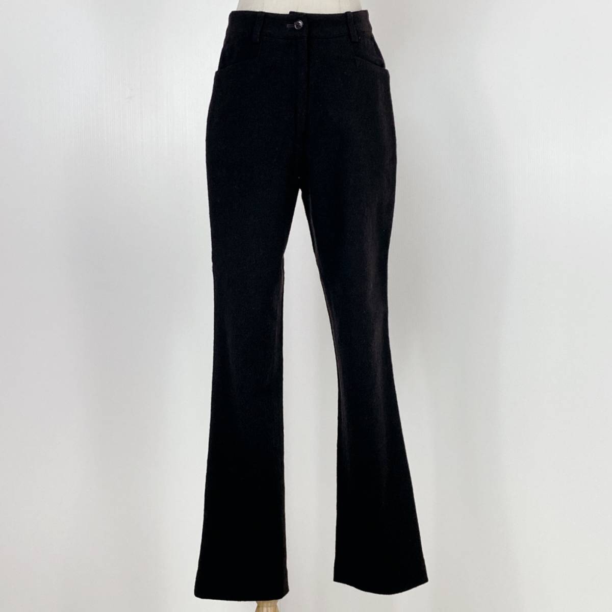 YZ0868 美品 DES PRES デプレ レディース 毛90% ストレートパンツ ボトムス ブラック 黒 サイズ2 厚手 エレガント シック 万能 USED 古着拍卖