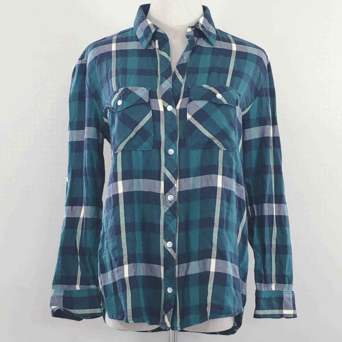 YAS0794 FREE'S MART フリーズ マート レディース トップス シャツ 長袖 Sサイズ グリーン 緑 黄緑 チェック柄 綿素材含 カジュアル 春秋拍卖