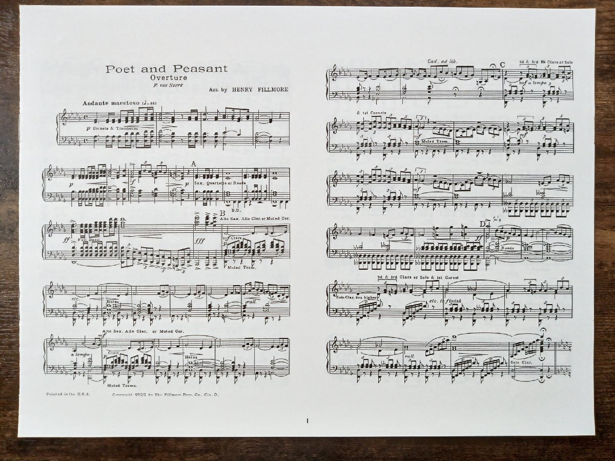 送料無料 吹奏楽楽譜 F.v.スッペ:喜歌劇「詩人と農夫」序曲 H.フィルモア編 コンデンススコア 絶版 実践吹奏楽指導全集拍卖