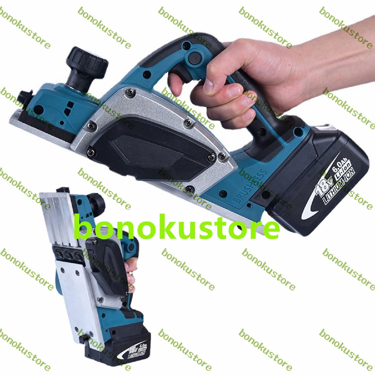 650W コードレス電動木工かんな 15000r/min ポータブル木工ハンドかんな かんな深さ 0-5mm リチウム電池と充電器付き 多機能木工かんな拍卖