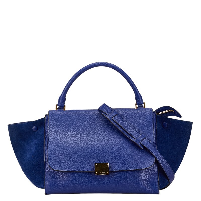 セリーヌ ハンドバッグ ショルダーバッグ 2WAY ブルー レザー スウェード レディース CELINE 【中古】拍卖
