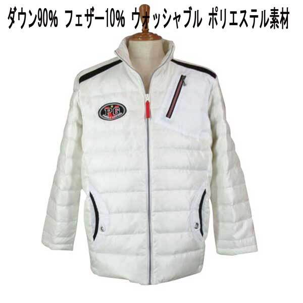 パジェロ PG87刺繍ワッペン/ライン切替 ダウンジャケット 白 LL拍卖