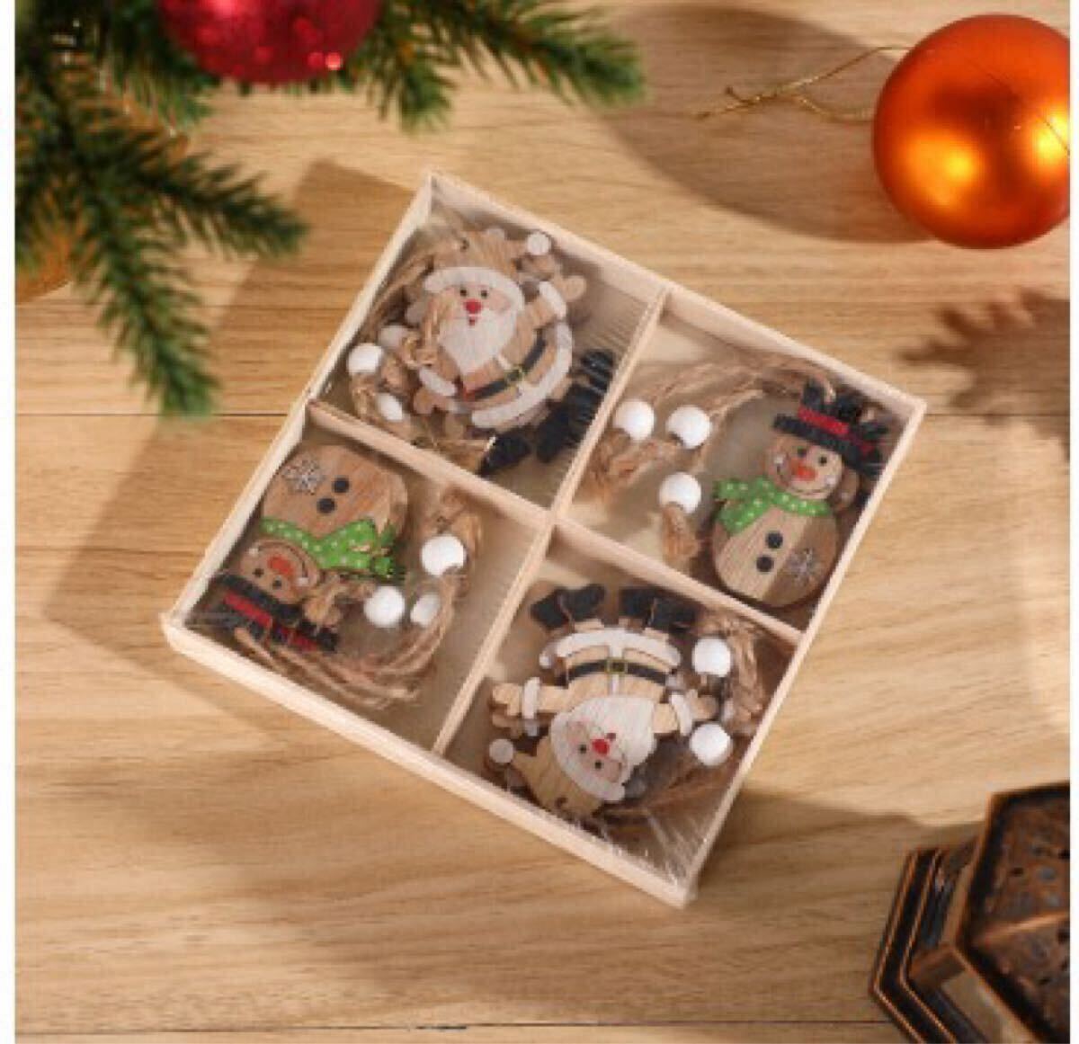 クリスマス ツリー 木製オーナメント 飾り サンタ サンタクロース ゆきだるま 雪だるま パーティー かわいい 装飾 飾り付け拍卖