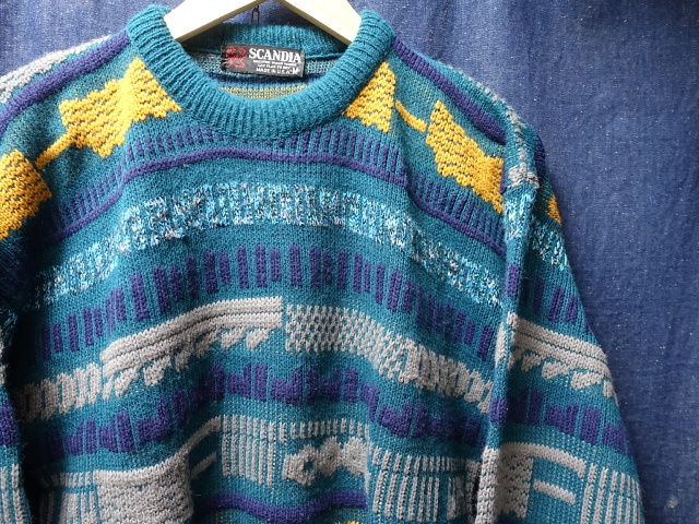 MADE IN USA アメリカ 古着 ビンテージ 90'S SCANDIA 総柄 アクリル ニット セーター L / ヴィンテージ オールド 90S / 41拍卖