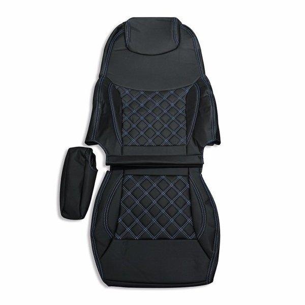 日野プロフィアシートカバーダイヤカットブルーステッチブルーキルトPVCレザー運転席用右側H15/11~H29/4肘掛有り車WP-YT001R-BL拍卖