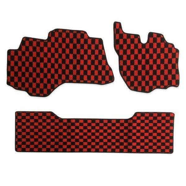 三菱 ふそう ブルーテック キャンター H22年12月- 標準 ダブルキャブ フロアマット F+ R レッド x ブラック チェック 赤x黒 PA-TFM2425-RD拍卖