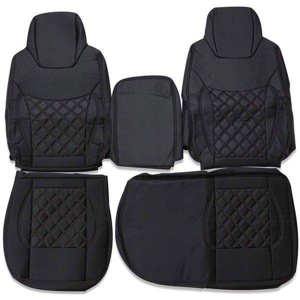 いすゞ エルフ 5型 ワイド 標準 キャブ シートカバー 運転席 助手席 セット ブラックキルト RM-CV019RL-BK拍卖