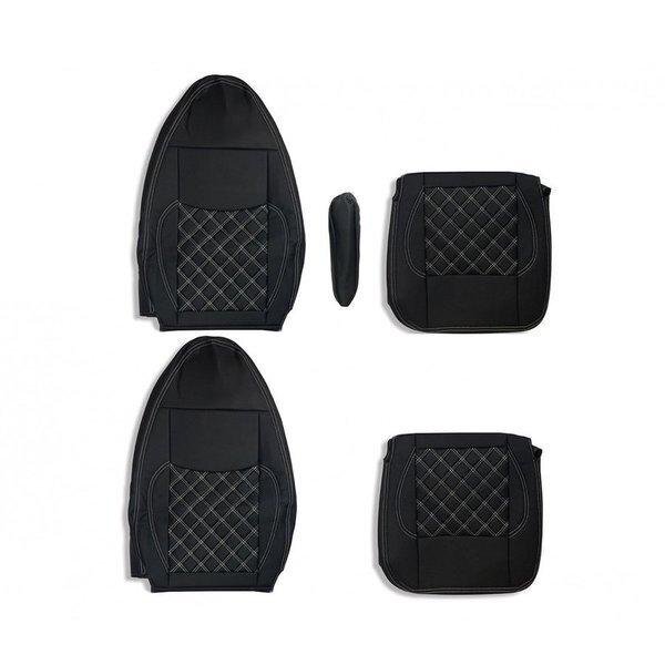 シートカバー ベストワン ファイター 艶無し 黒 運転席 助手席 1台分 セット キルティング ホワイトキルト RM-CV006RL-WL拍卖