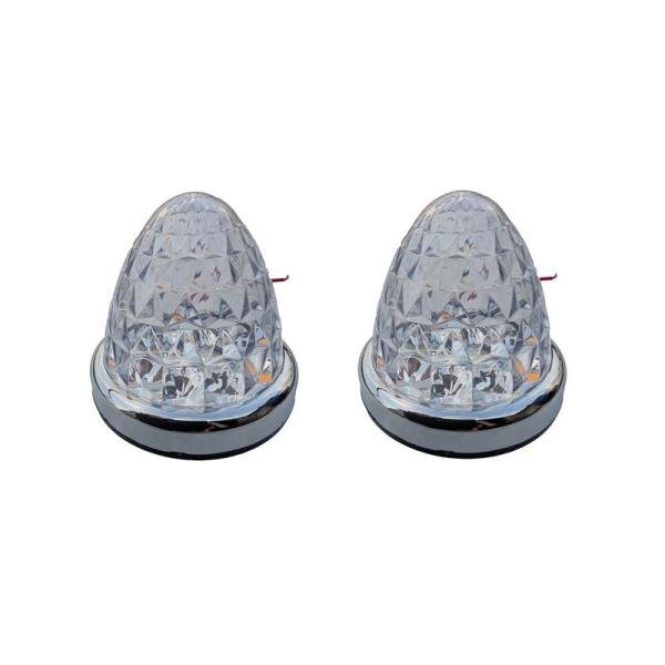 トラック用 LEDサイドマーカー ランプ ダウンライト12V24V 6面クリスタルカット 丸型メッキリング 路肩灯 2個/セット ブルー JP-LP011BL拍卖