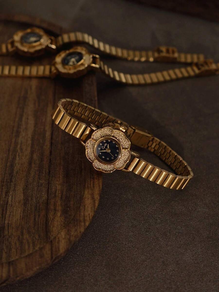 腕時計 レディース クォーツ 1個 ヴィンテージカメリアフローラルゴールデンスモールダイヤル レディース腕時計、ファッショナブルミ拍卖