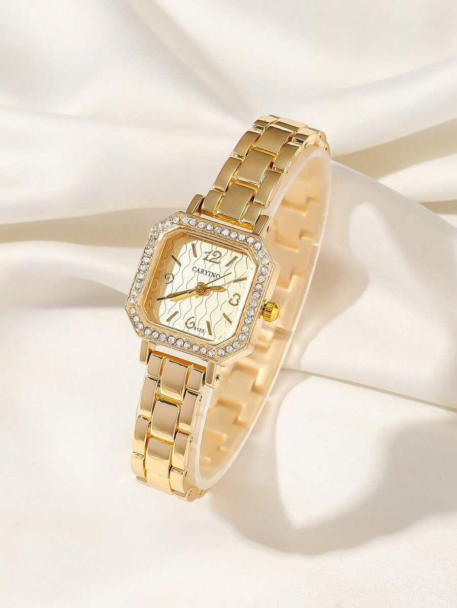 腕時計 レディース クォーツ 1個 レディース ステンレススチール スクエア シルバーカラー ウォッチバンド、クラシックエレガン拍卖