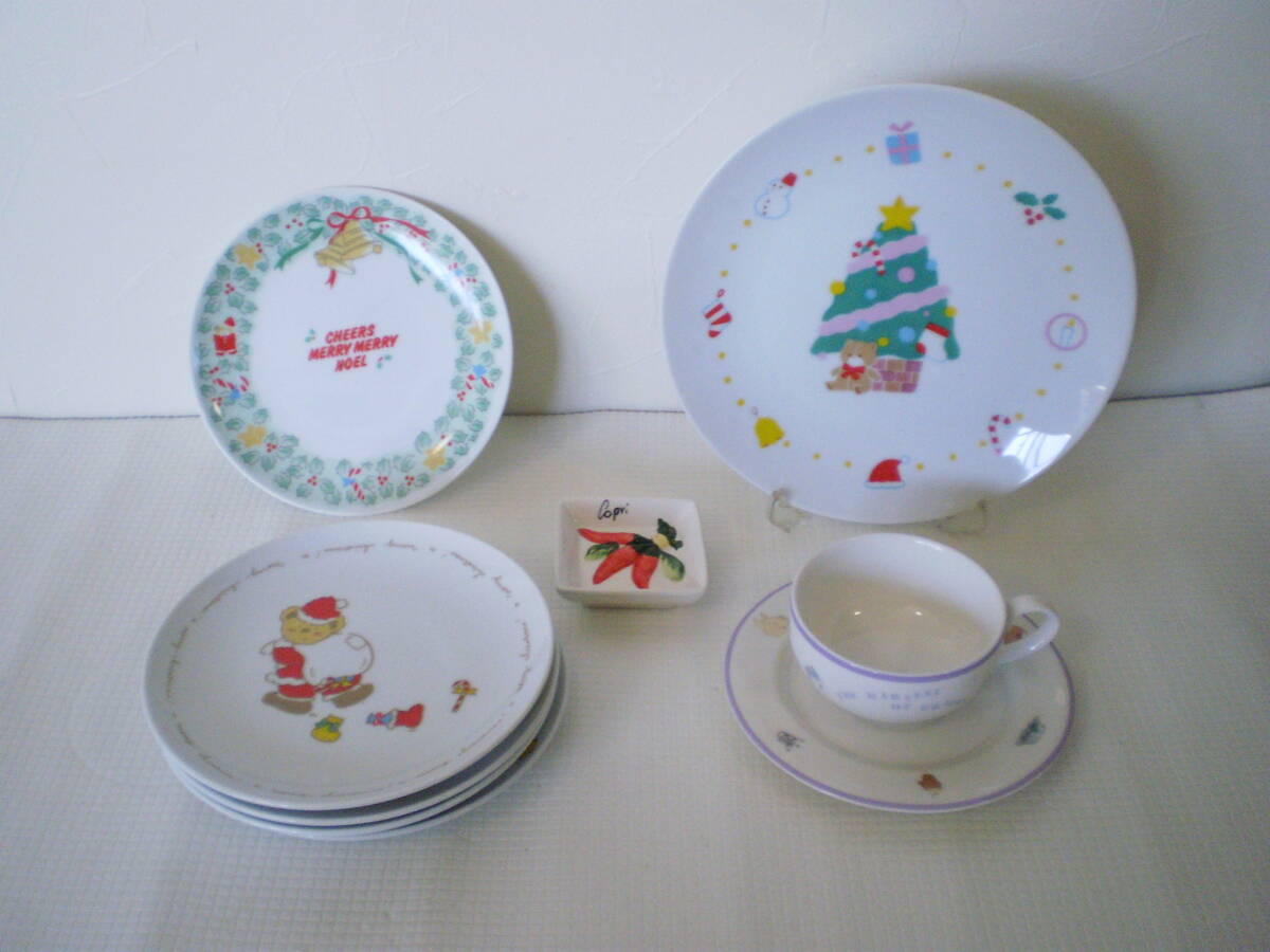 【中古・クリスマス】 ケーキ皿大小6枚セット ・ フェリシモカップソーサー ・ 飾り置き角皿 送料込み拍卖