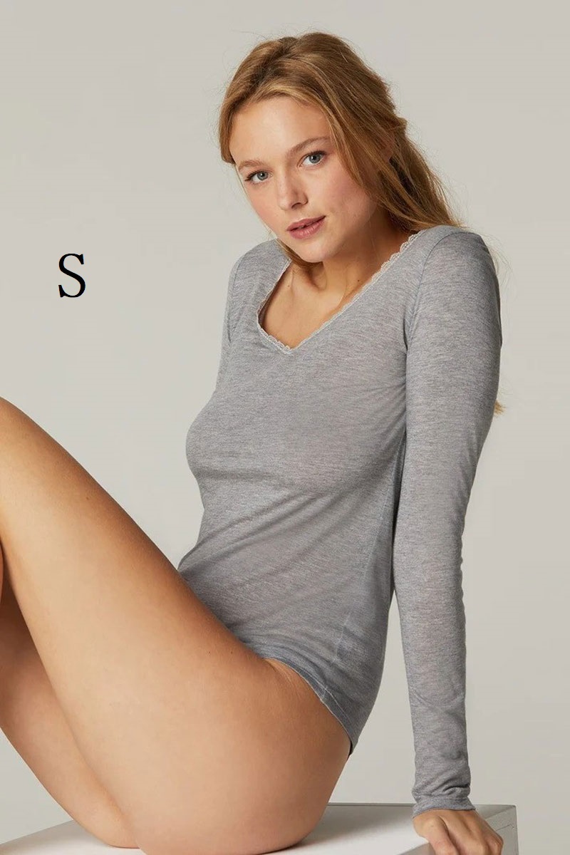 S☆Simone Perele シモーヌ ペレール  カシミヤ混 長袖トップ グレー拍卖