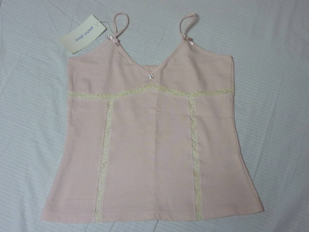 新品未使用 peyton place ペイトンプレイス ビジュー付きピンク レース リボン キャミソール M拍卖
