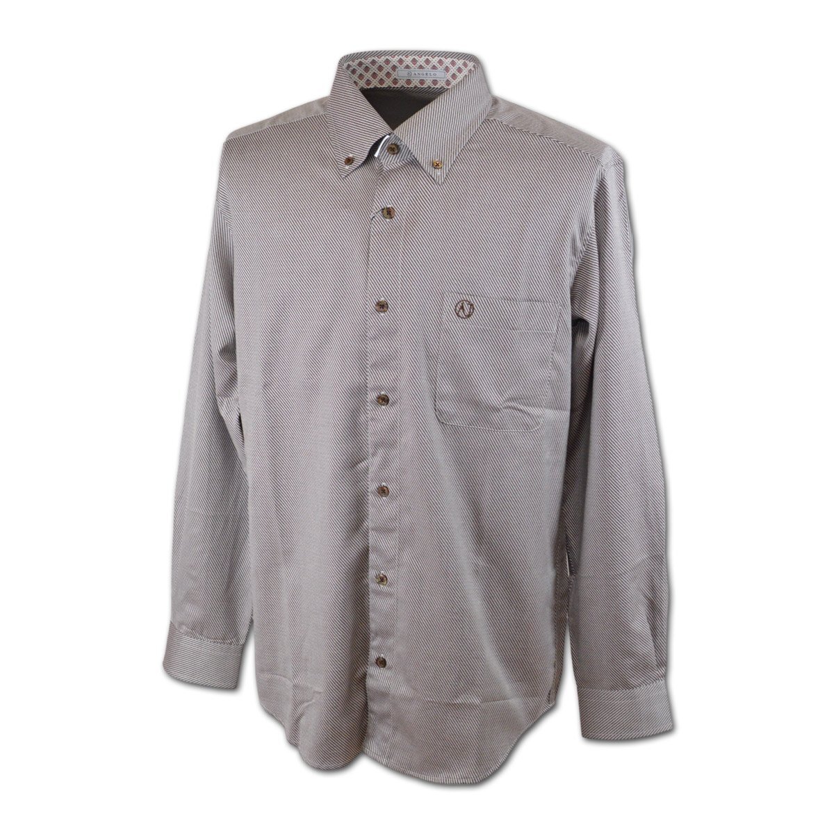 3割引【アンジェロ】メンズ 長袖シャツ M(46) 茶 35-1104-04-29 ANGELO カジュアル 秋冬用 おしゃれ かっこいい ボタンダウン @拍卖