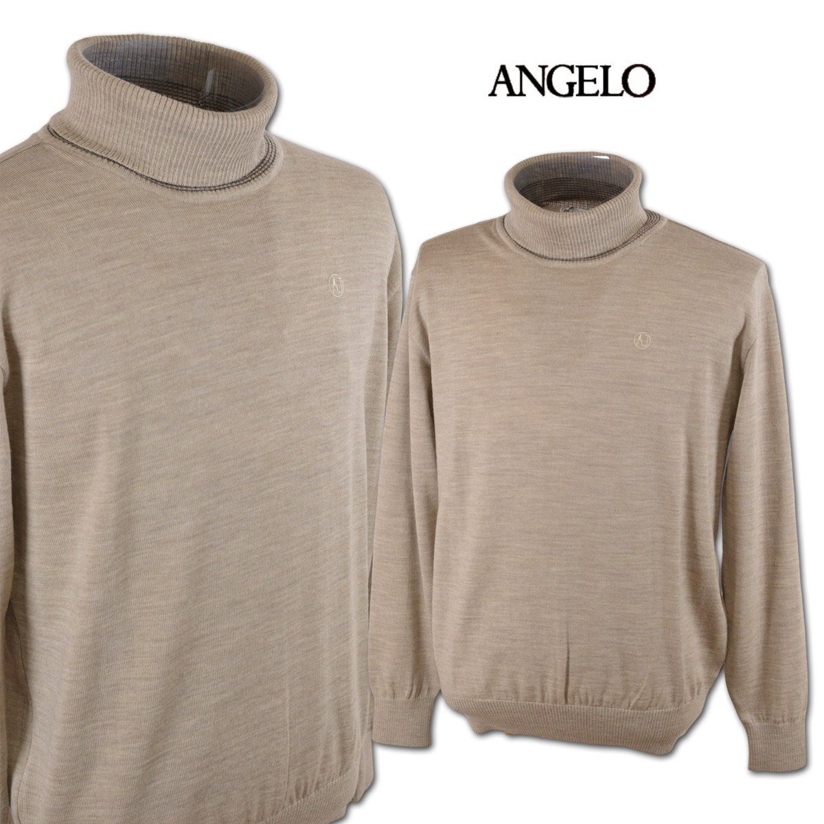 3割引【アンジェロ】メンズ タートルネックセーター L(48) ベージュ 35-7922-04-21 ANGELO カジュアル ゴルフ 秋冬用 おしゃれ かっこいい拍卖