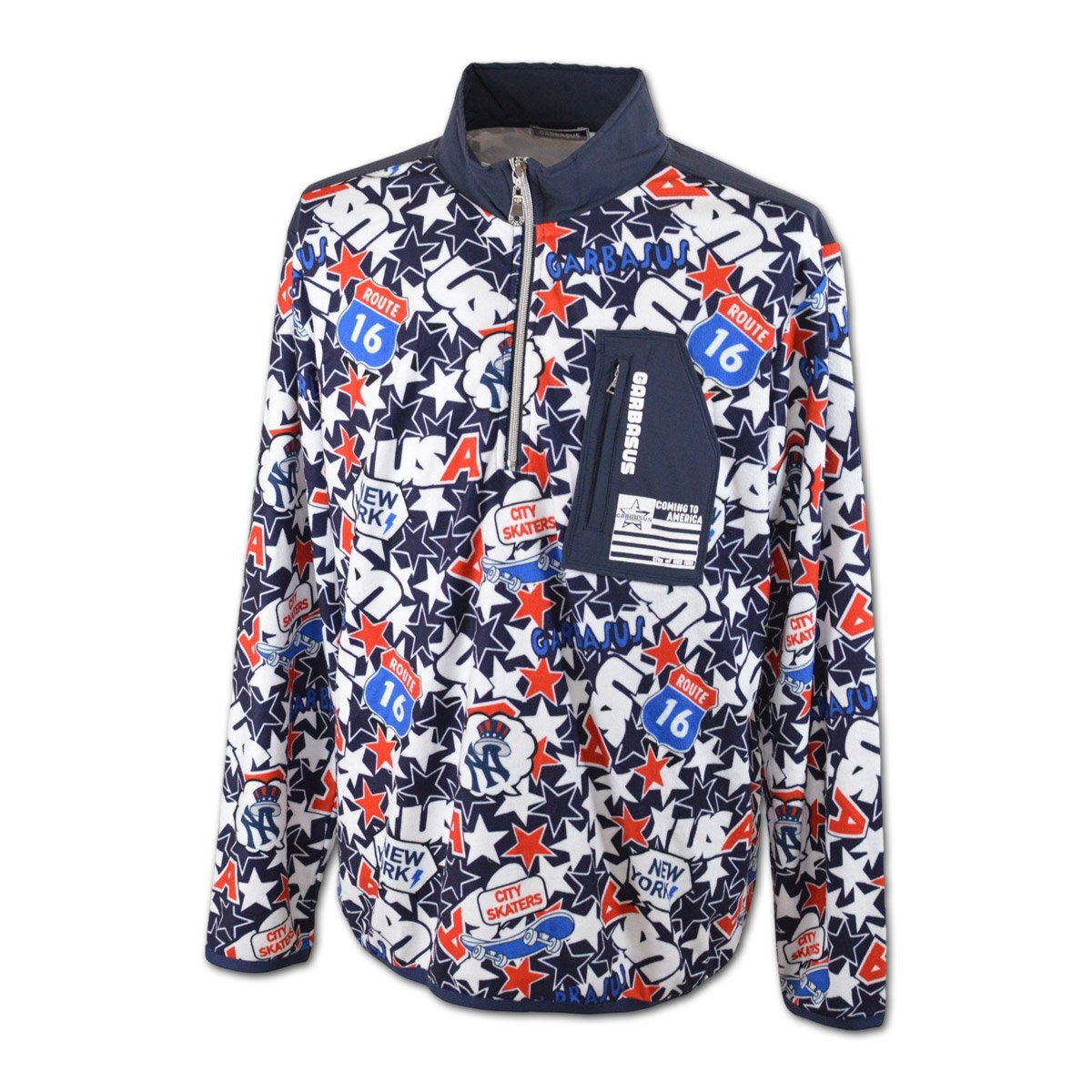 3割引【GARBASUS ガルバス】メンズ ハーフジップシャツ M(46) 紺 35-1603-03-49 アンジェロ カジュアル ゴルフ おしゃれ ヤンキース @拍卖