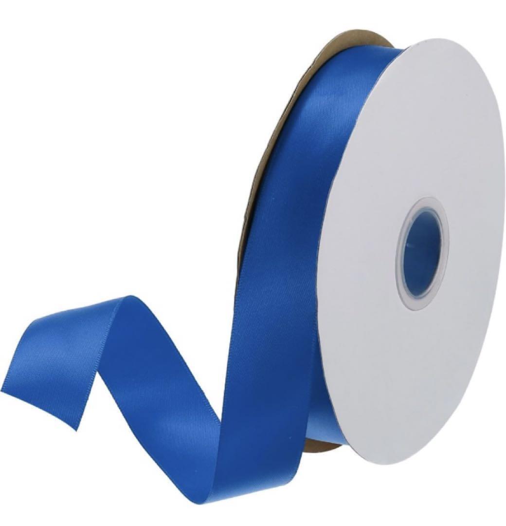 ◆ブルー ワイドサテンリボン グログランソリッドシルク ウェディングブーケ25 mm拍卖