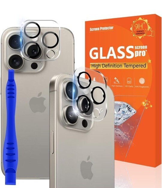 ▲対応 iPhone15 Pro /15 Pro max カメラフィルム【国産AGC旭硝子素材】(3枚入) 硬度9H 高透過率 耐衝撃 気泡ゼロ指紋防止 自動吸着拍卖