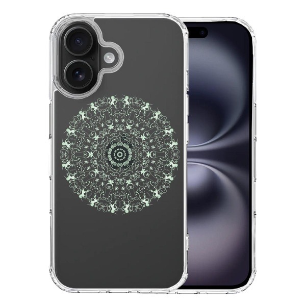 iPhone16 ケース クリア 曼荼羅 模様 スマホケース 側面ソフト 背面ハード ハイブリッド拍卖