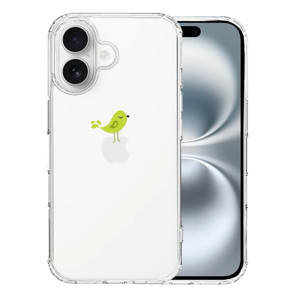 iPhone16 ケース クリア 鳥 グリーン スマホケース 側面ソフト 背面ハード ハイブリッド拍卖