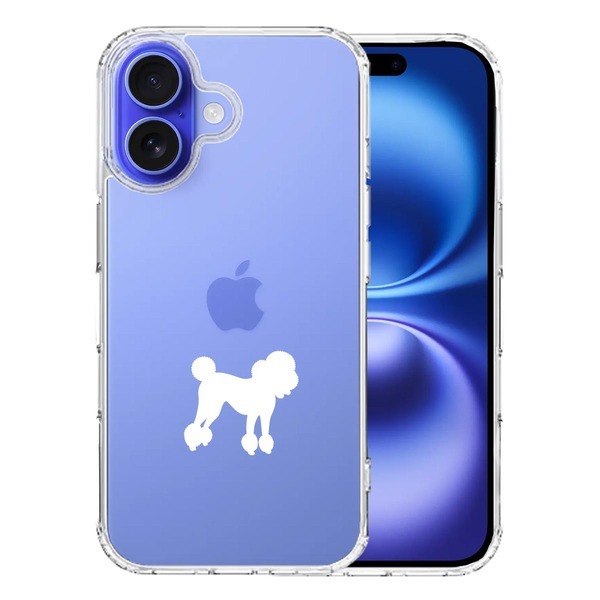 iPhone16 ケース クリア トイプードル ホワイト スマホケース 側面ソフト 背面ハード ハイブリッド拍卖