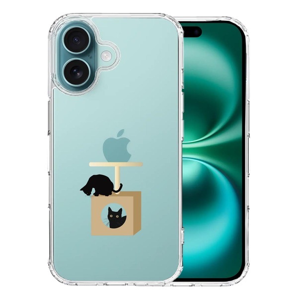 iPhone16 ケース クリア 猫 キャットタワー スマホケース 側面ソフト 背面ハード ハイブリッド拍卖