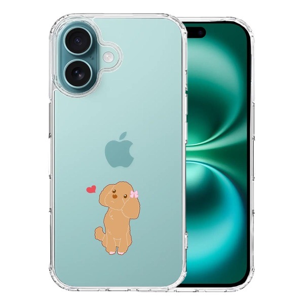 iPhone16 ケース クリア プードル ハート スマホケース 側面ソフト 背面ハード ハイブリッド拍卖