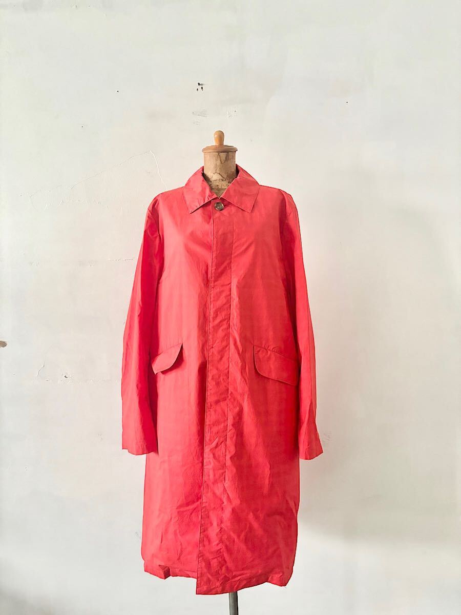 オールドマンズテーラー 赤 チェック 比翼 ナイロンコート サイズF拍卖