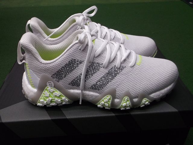 【税込】7376 新品 adidas CODECHAOS 22 ホワイトグレースリー×レモン 26.5㎝ アディダス コードカオス ゴルフシューズ スパイクレス拍卖