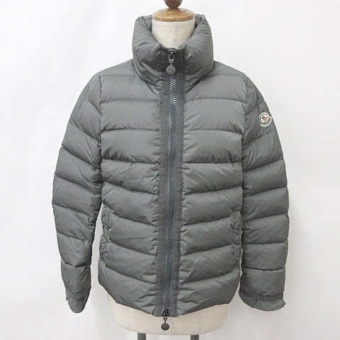 モンクレール MONCLER sacai サカイ SEIRA コラボ ダウンジャケット ジップアップ ロゴ フリル ナイロン グレー モスグリーン 0 レディース拍卖