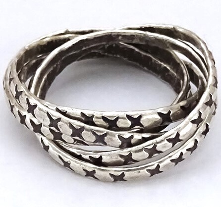 ◆カレンシルバー リング 5連 高純度 12号前後 刻印◆カレン族・karen silver 指輪【24tr39a】シルバーリング拍卖