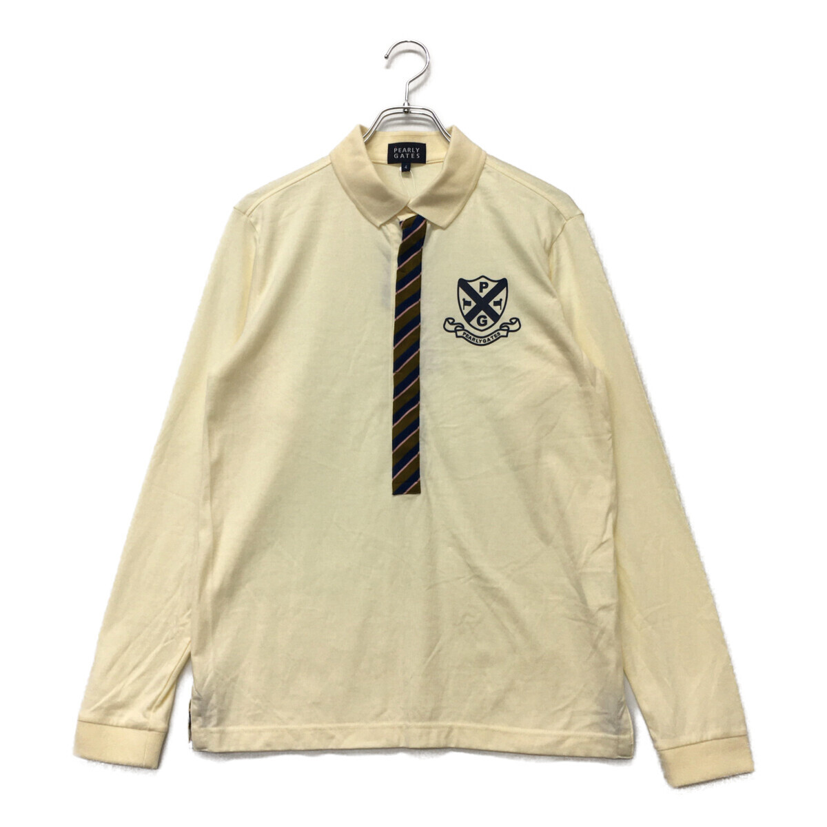 coco 未使用品【SALE】パーリーゲイツ PEARLY GATES メンズ 長袖ポロシャツ 4(M) アイボリー レターパックプラス発送可 K0889拍卖