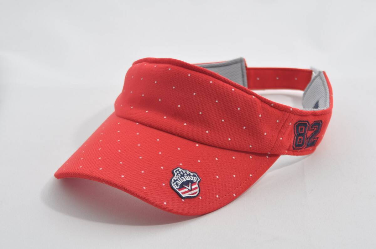 coco 中古 キャロウェイ Callaway サンバイザー フリー レッド×ホワイト 赤×白 星柄 レターパックプラス発送可 78766拍卖