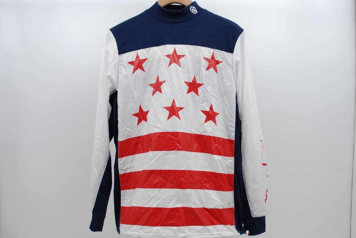 coco 中古【SALE】ラッセルノ メンズ 長袖シャツ 4(M) 白×紺×赤 モックネック プルオーバー ルチャ レターパックプラス発送可 56866拍卖