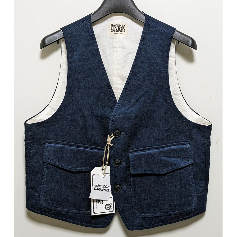Hackney Union Work House 23SS コーデュロイベスト 38 新品 ネイビー ハックニーユニオンワークハウス拍卖