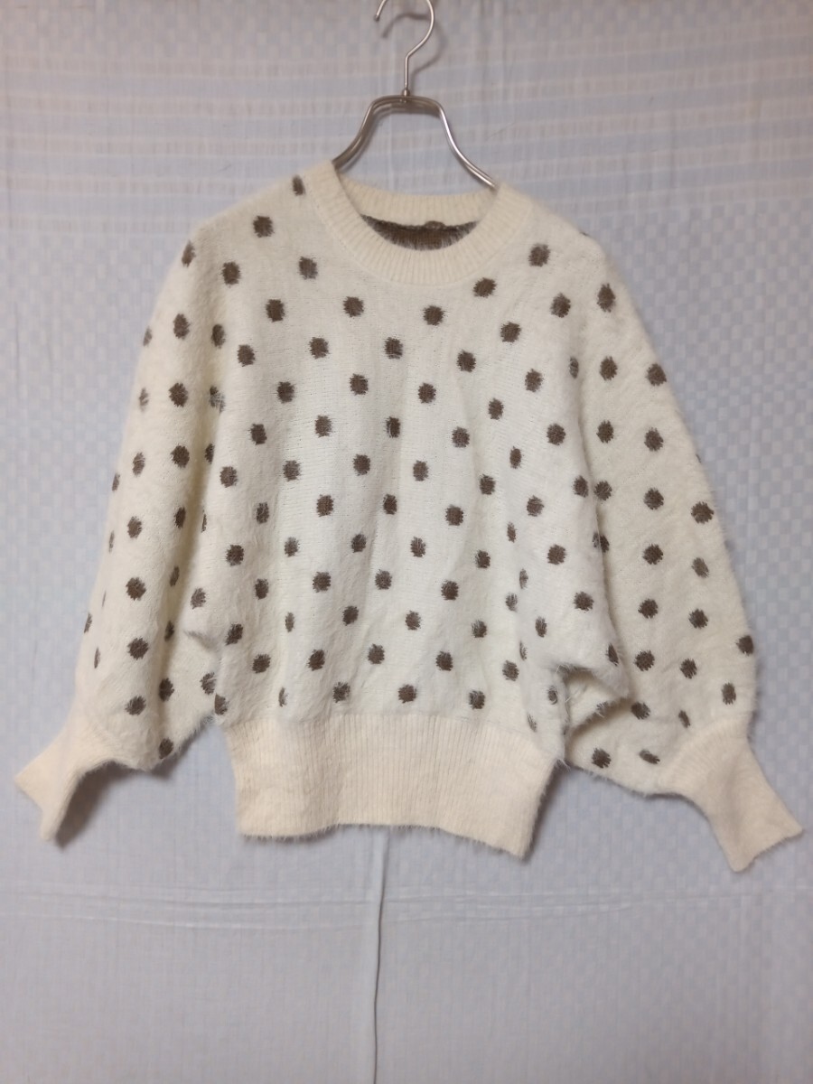 9789 ★★★ 丸首 ドット モコモコニット セーター拍卖