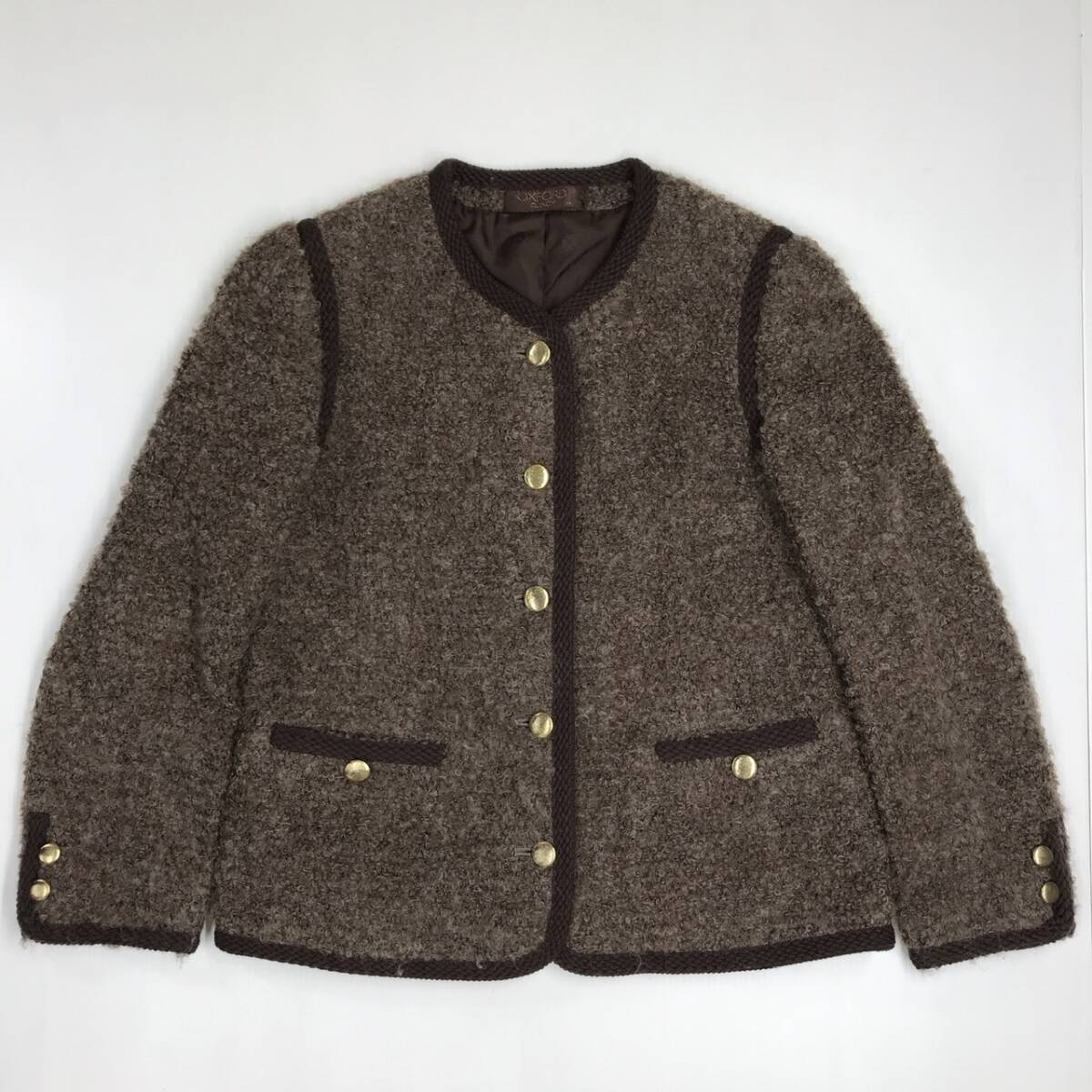 OXFORD QUINCY オックスフォードクインシー ウールジャケット カーディガン ウール混 金ボタン レディース サイズ2 411-41a拍卖