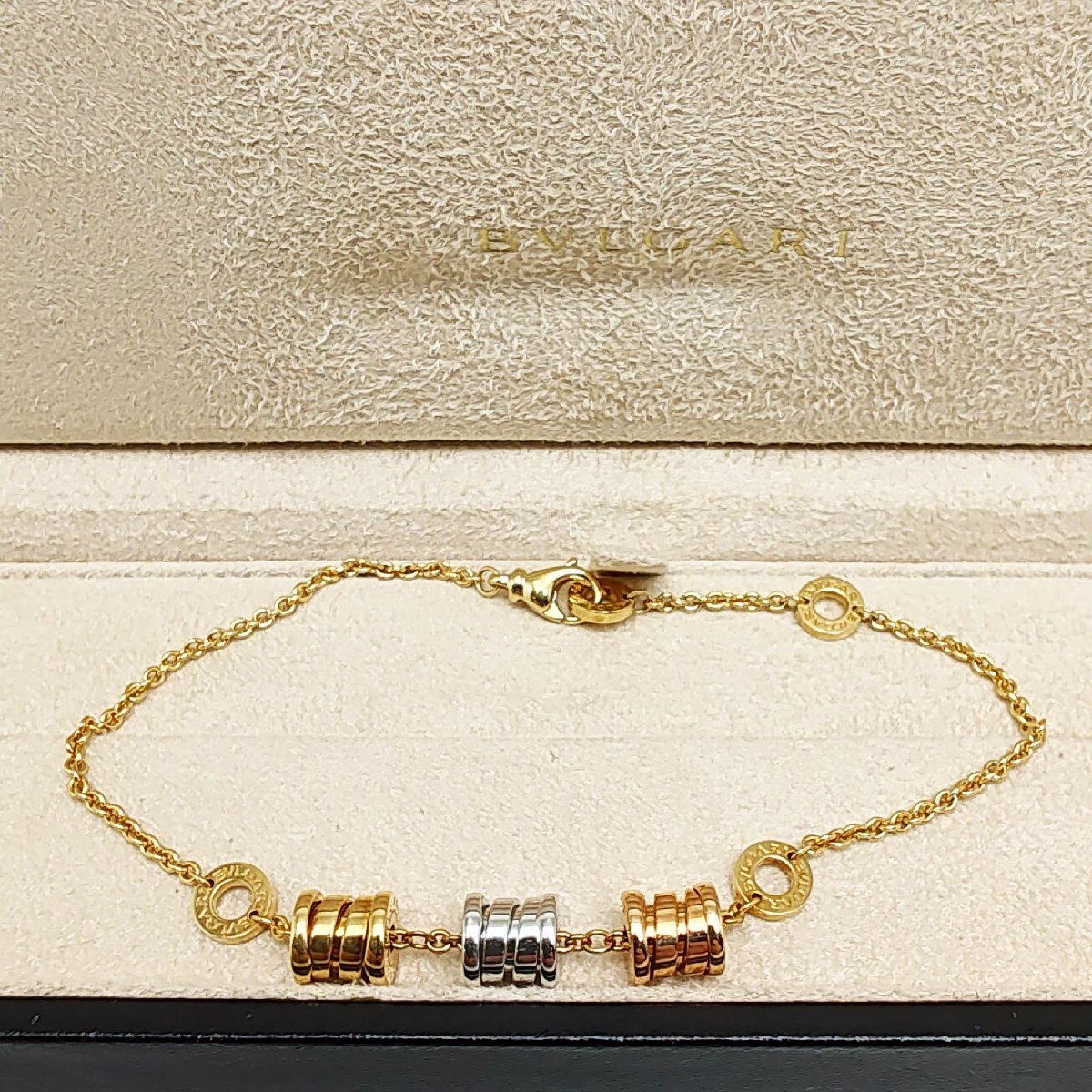 中古品 ブルガリ B-ZERO1 スリーカラー エレメントブレスレット K18 18金 AU750 ビーゼロワン拍卖