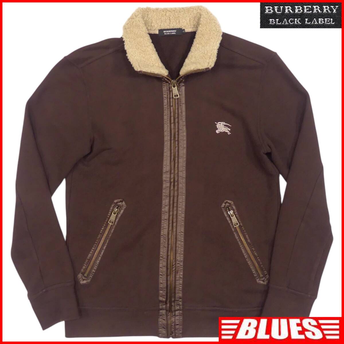 即決★BURBERRY BLACK LABEL★メンズ M 廃版 ジャージ ジャケット ブルゾン バーバリーブラックレーベル 2 茶 三陽商会 刺繍拍卖