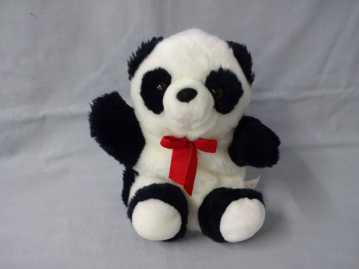 パンダ パペット ぬいぐるみ 赤リボン 高さ約23cm拍卖