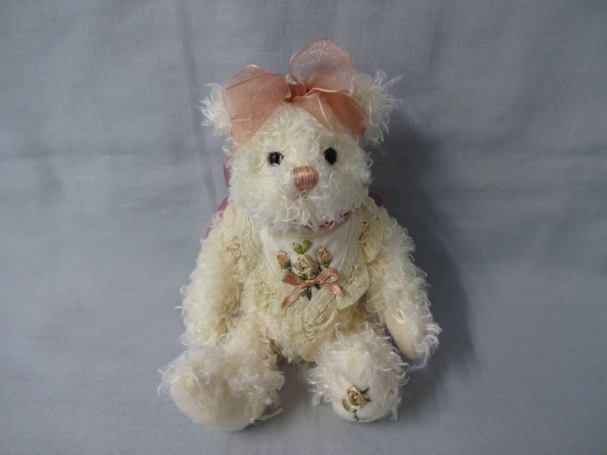 うさぎ ウサギ ぬいぐるみ バラの刺繍 レース編み ステイ 高さ約13cm拍卖