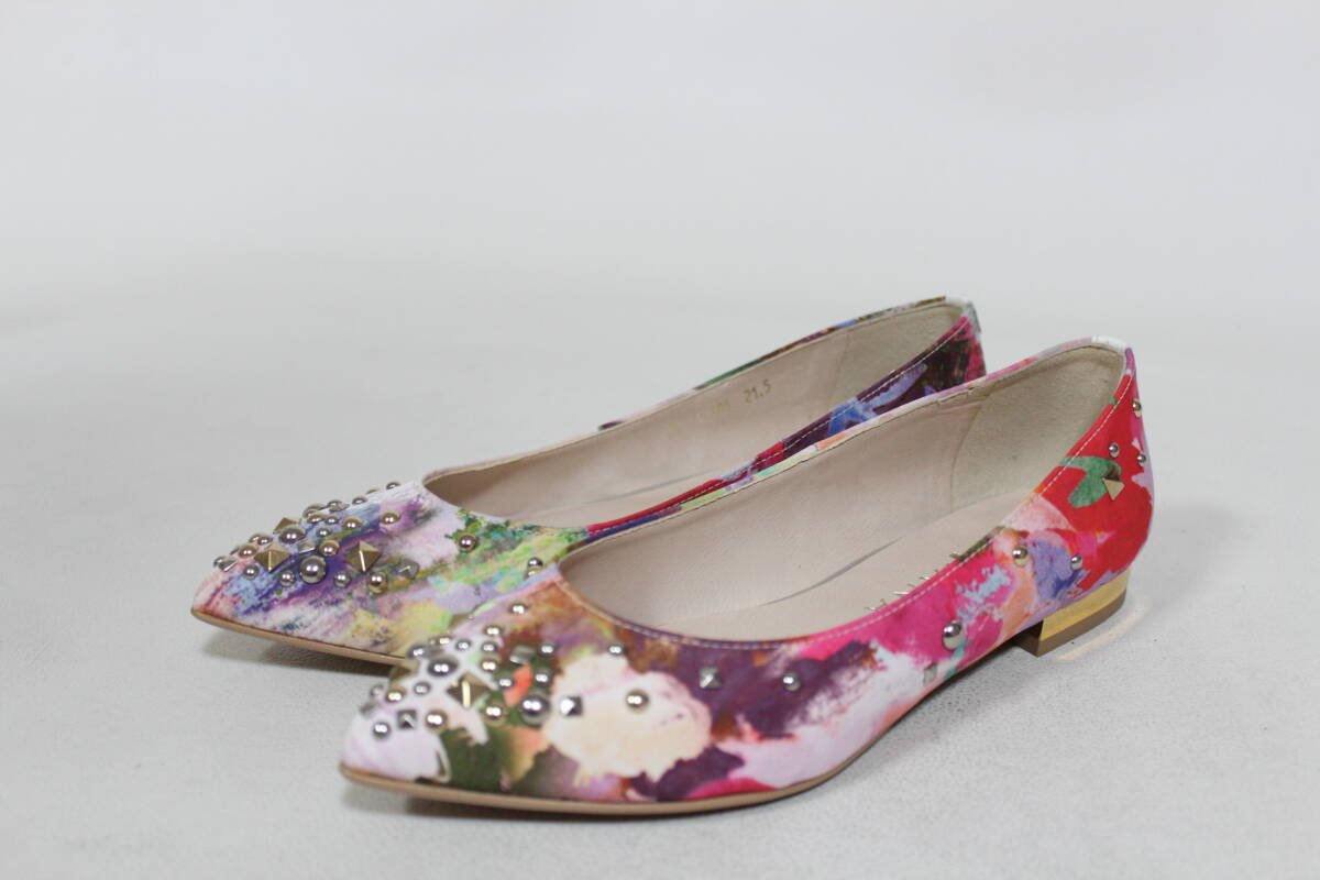 60■DIANA ダイアナ フラットスタッズパンプス(21.5cm)美品拍卖