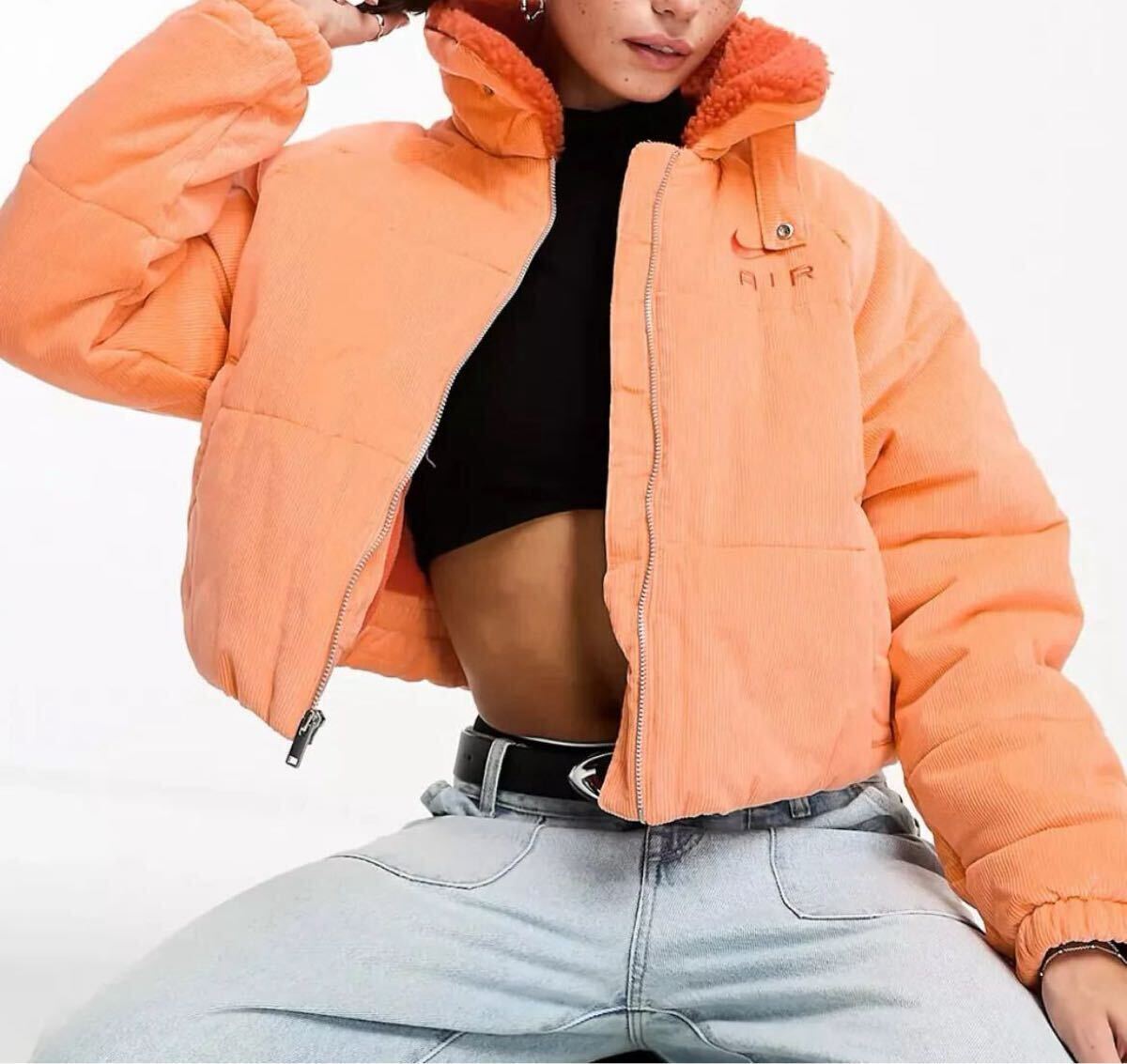 XS 新品 NIKE ナイキ AIR エア コーデュロイ ウィンター パファー ジャケット ショート丈 ボア拍卖