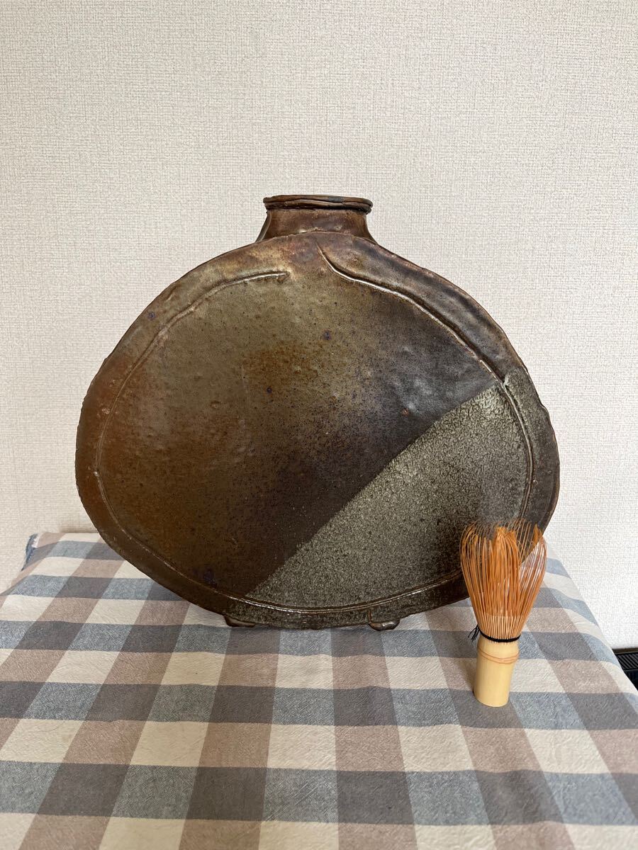 【在銘 大型】陶器製 変形 花器 高さ約31cm 管理A2920 フラワーベース 花瓶 華道 華展 花展 いけばな 生け花拍卖