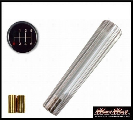 MADMAX トラック用品 レトロ ストライプシフトノブ 150mm ホワイトライン 日野レンジャープロ用/変換アダプター付【送料800円】拍卖